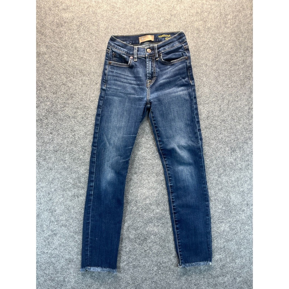 7 For All Mankind Jeans Women's 25 Roxanne Ankle Skinny Raw Hem Stretch Mid Rise